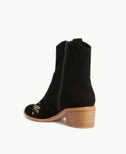 Bounty Ankle Boot -Shoe Shop Bounty23wMCDO Black Suede Embroidery 4 2