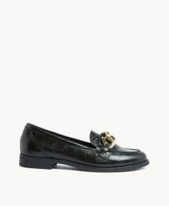 Fae Chain Loafer -Shoe Shop FaeChain23wSLMO Black Croc Leather 2