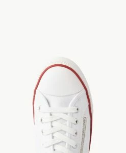 Kellie Sneaker -Shoe Shop Kellie Canvas Zip W White Red Black 5