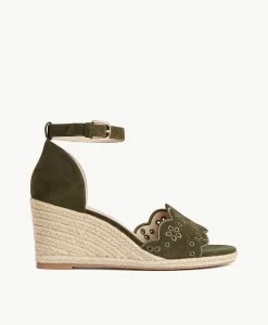 Oriel Wedge Sandal -Shoe Shop Oriel22sMCDO Olive Suede 2 1