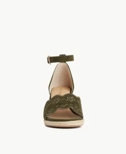 Oriel Wedge Sandal -Shoe Shop Oriel22sMCDO Olive Suede 3 1