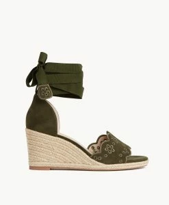 Oriel Wedge Sandal -Shoe Shop Oriel22sMCDO Olive Suede 6 1
