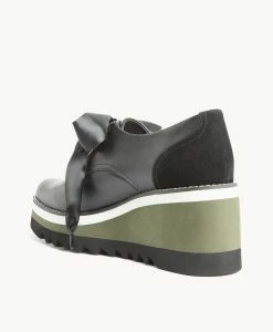 Sapna Wedge -Shoe Shop Sapna23wMNCO Black Leather Black Suede 4