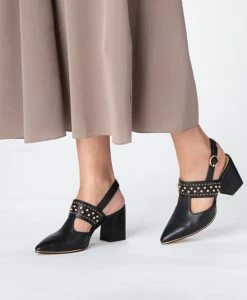 Siro Slingback Heel -Shoe Shop Siro21wMCDO Black Leather Hero