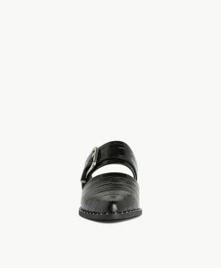 Whisper Mule -Shoe Shop Whisper22sMCDO Black Croc Black Leather 3