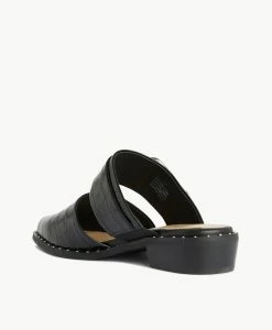 Whisper Mule -Shoe Shop Whisper22sMCDO Black Croc Black Leather 4